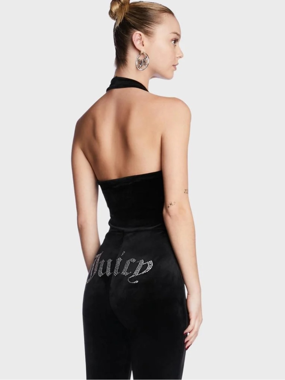 Juicy Couture Big Bling Velour Halter Jumpsuit